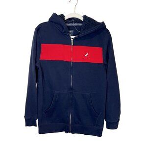 Nautica Hoodie XL Youth NWOT Blue Red Full Zip Fleece Lined Hoodie‎ Size 18/20